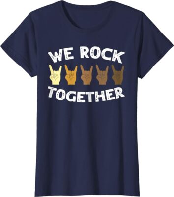 Cool We Rock Together Rocker Hand Ladies' Crewneck T-Shirt