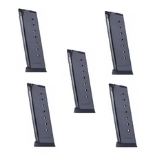 LOT (5) Mec-Gar 1911 .45ACP 8 Round Pistol Magazine, Nickel Plated - MGCG4508NPF