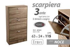 SCARPIERA MODERNA 3 ANTE SALVASPAZIO SLIM MOBILE SCARPE NOCE H115*63*24 TCC