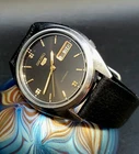 GORGEOUS VINTAGE SEIKO 5 AUTOMATIC STAINLESS STEEL 1980'S DAY/DATE MEN'S WATCH
