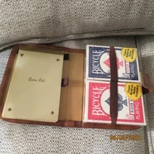 Vintage USPC Playing Cards Travel Set, 2 Decks in locking carry case w/score pad