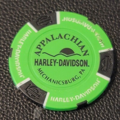 APPALACHIAN HD ~ PENNSYLVANIA (Neon Green/Blk dsign1) Harley Davidson Poker Chip