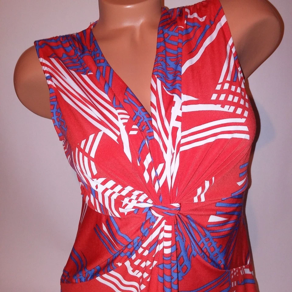 Camiseta sin mangas Attention para mujer mediana roja azul blanca elástica sin mangas reunida Foto 2 de 4