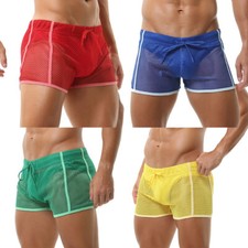 Mens See Through Swim Shorts Mesh Quick Dry Trunks Boxer Surf Swimwear Beach