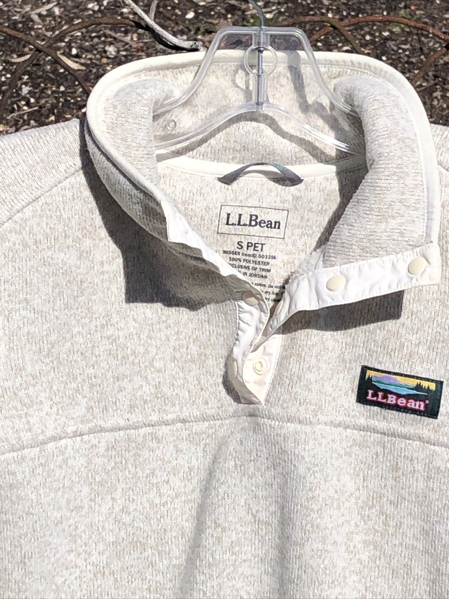 LL Bean Sweater Fleece Pullover Women's Sm Petite Button Loop