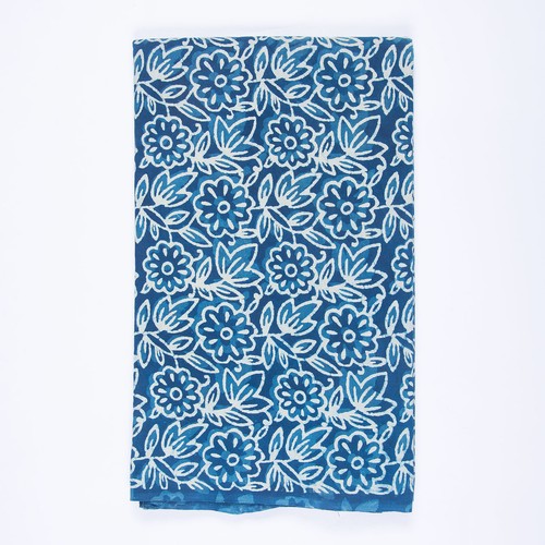 Indigo Blue Hand Block Print Natural 100% Cotton Women Dress Craft Sewing Fabric - Picture 7 of 9