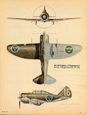 January 1961 Flying Review  EP-106 Svea Flygfottilj Blue Print Specs Photo #3015
