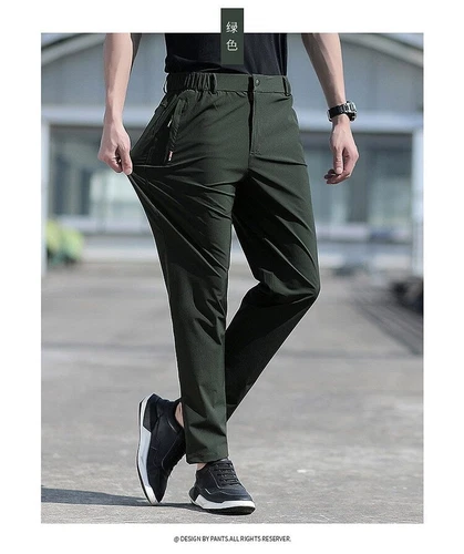 Herren Sommer Hose Eis Seide Stretch Atmungsaktiv Gerades Bein Hose Schnelltrocknend - Bild 10 von 19