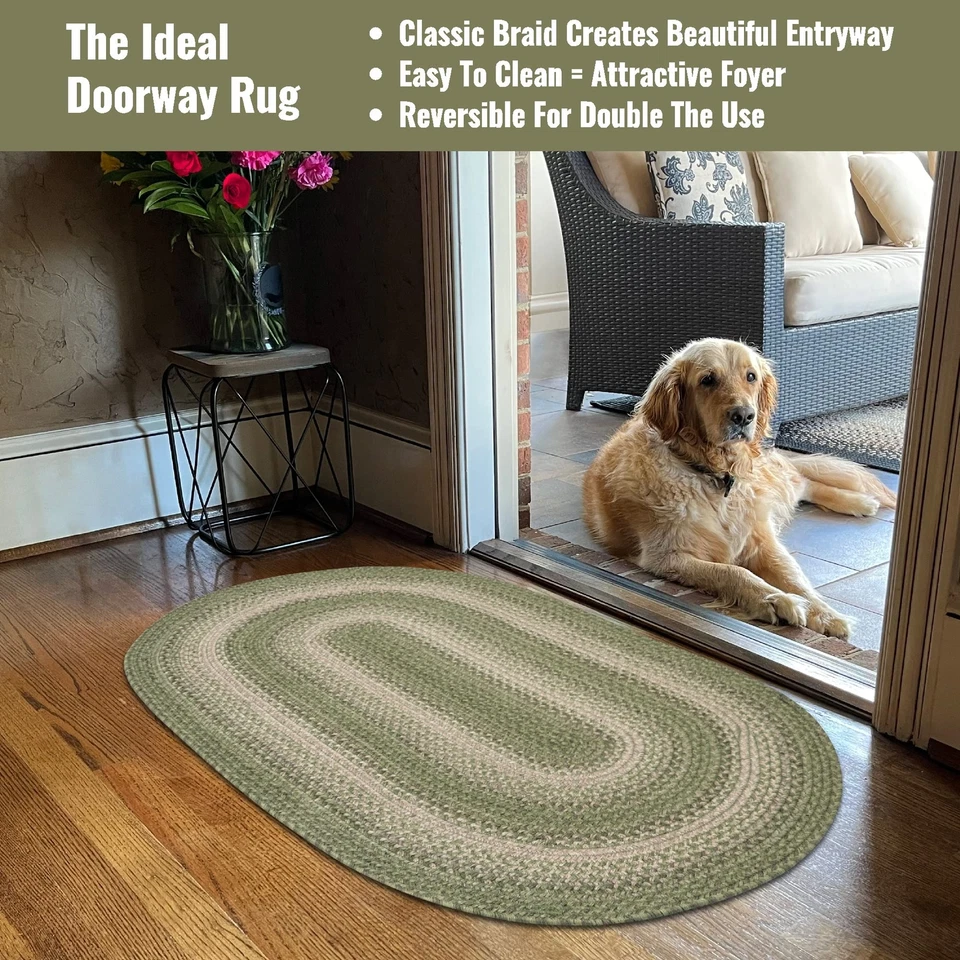 20x30” Green Oval Braided Rug. Grassland Green Jute Oval Rug. Uses- Entryway ... - Image 2 of 4