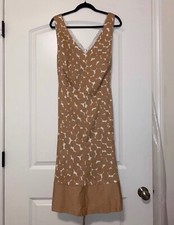 Nine West Sleeveless Fit & Flare Dress Beige & White Polka Dot, Size 4