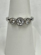 Sterling Silver 3 Stone CZ Ring Size 7.25