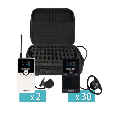 Retekess TT116 UHF Tour Guide System 2 Transmitters 30 Receivers Carry Bag Cafe