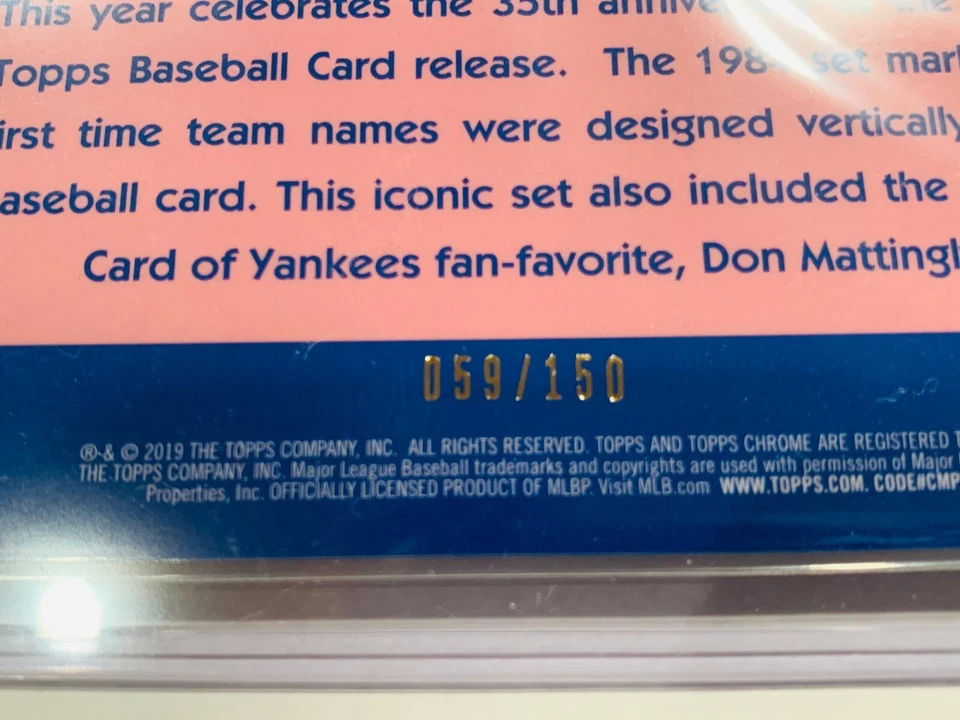 2019 Topps Update EDGAR MARTINEZ Silver Pack 1984 Blue Refractor 59/150 Mariners - Image 2 of 3