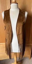 Blank Nyc Brown Fringed Waistcoat Size S New With Tags