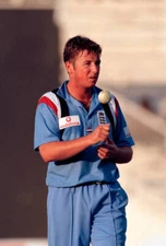 England bowler Robert Croft during the Akai Singer Champions - Old Cricket Photo