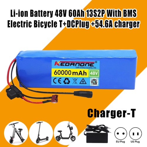 Batería Li-ion 48V 60Ah 13S2P con bicicleta eléctrica BMS T+DCPlug + cargador 54.6A - Imagen 16 de 20