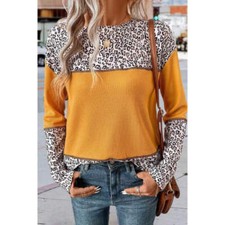 Leopard Waffle-knit Long Sleeve T-Shirt