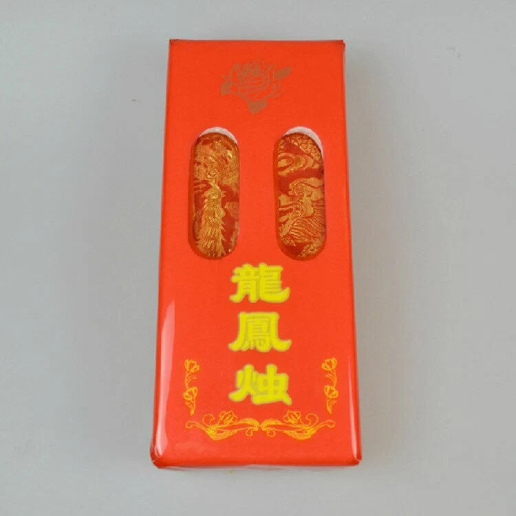 1 Par Exquisita Tallada Dragón Dorado y Fénix Patrón Boda Vela Roja Foto 3 de 4