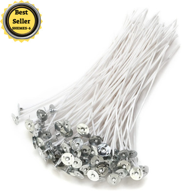 100 Piece 6 inch Candle Wicks for Candle Making Pre-Waxed DIY Cotton Wick Tabs..