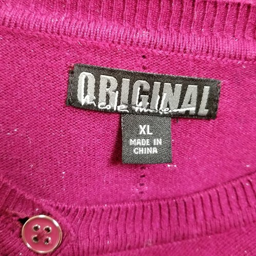Nicole Miller Cardigan Sweater Women’s Extra Large XL Pink Metallic Long Sleeves - Picture 6 of 11