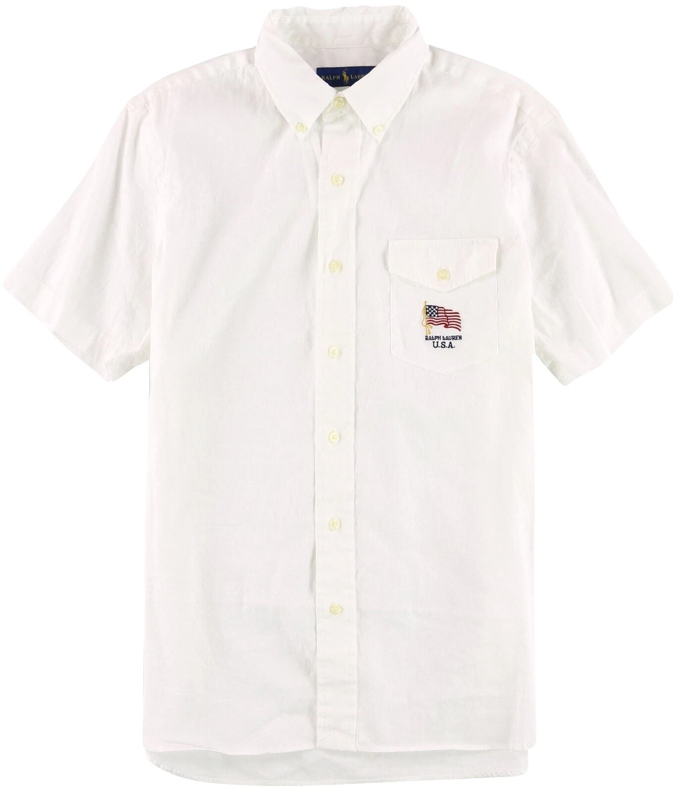 Ralph Lauren Short Sleeve Solid Casual Button-Down Shirts for Men
