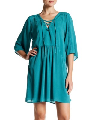 Jack by BB Dakota 154067 Women's Becton Lace Up Dress Jade Green Sz. Medium