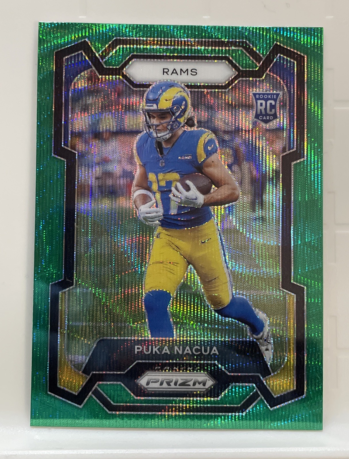 2023 Panini Prizm Puka Nacua RC #357 Green Wave Prizm Rookie Rams