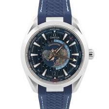 Omega Seamaster 220.12.43.22.03.001 Blue Rubber Aqua Terra Worldtimer Watch BOX