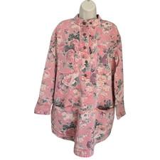 Sezane Salome Alumeria Pink Floral Denim Dress 100% Organic Cotton 40 8