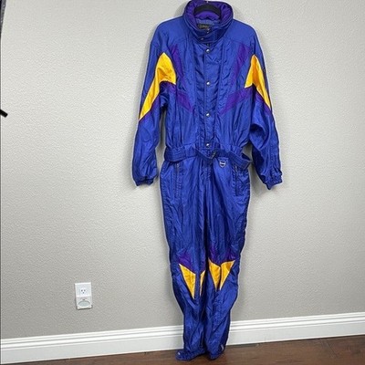 デサントワンピ Vintage Descente One Piece Ski Suit 80s 90s Retro Neon Blue Purple