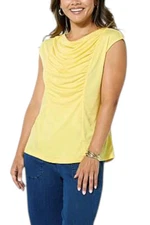 DG2 by Diane Gilman Women's Cowl Ruched Sleeveless Top Daisy