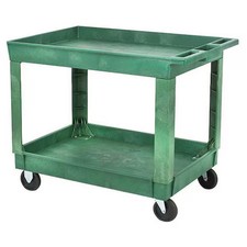 Utility Cart With Deep Lipped Plastic Shelves, Plastic, 500 Lb Load Capacity, 2