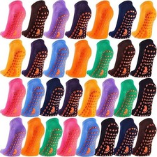 30/34 Pairs Non Slip Socks Non Skid Socks with Grips for Elderly Yoga Hospital