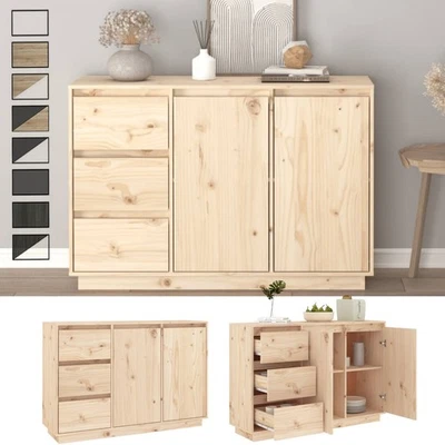 Kommode Sideboard Massivholz Kiefer Highboard 2 Türen & 3 Schubladen 111x34x75cm - Bild 1 von 3