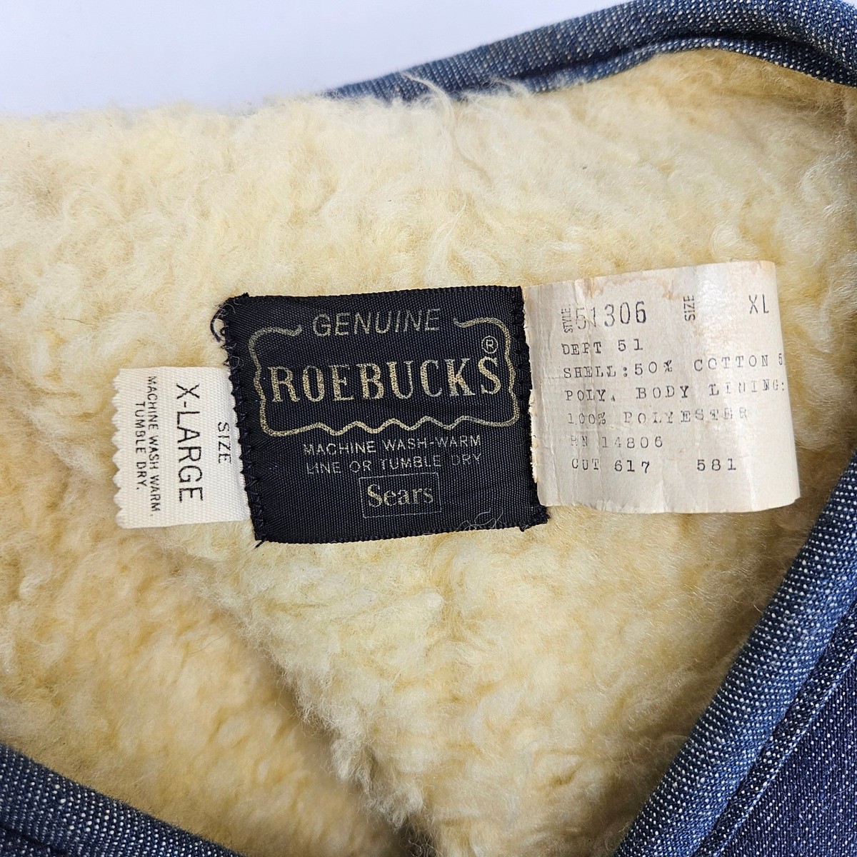 Vintage Roebucks Denim BOA Vest Mens Extra Large 1970s Sears