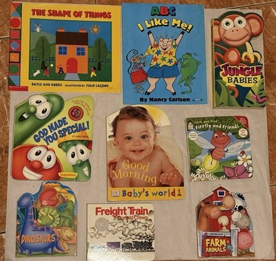 VeggieTales Scholastic Infant & Toddler Board Book Lot Shapes Animals ABC
