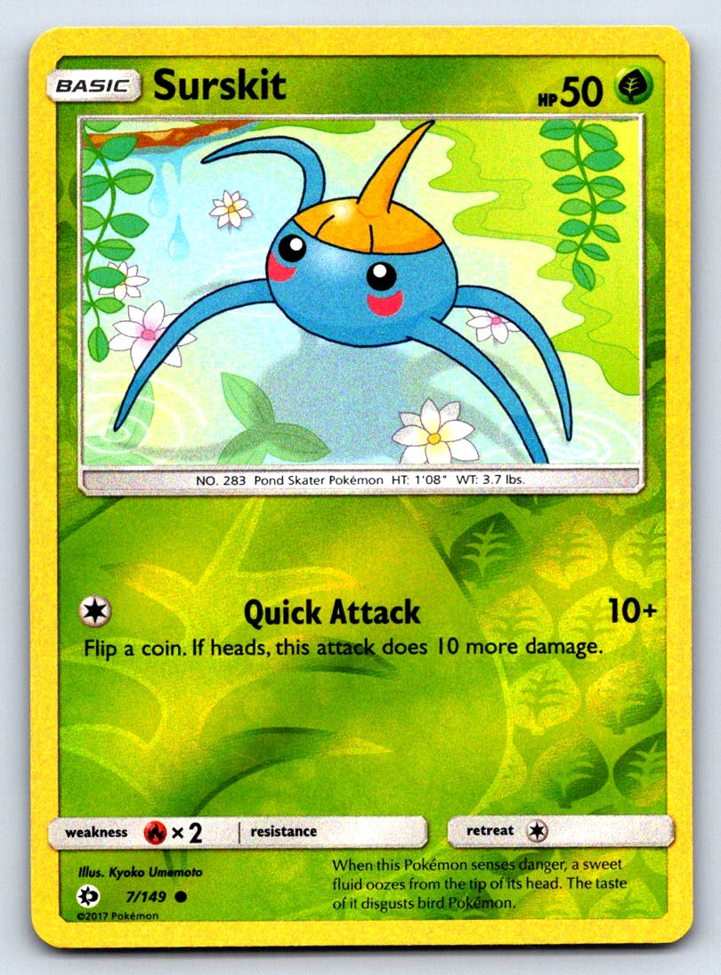 Surskit Reverse Holo Common SM Base Set 7/149 NM