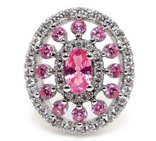 2CT Treated Pink Sapphire  White Topaz 925 Sterling Silver Ring Jewelry Sz 7