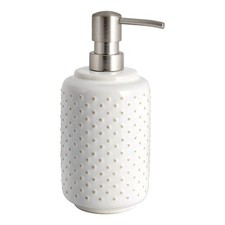 Reactive Glazed Textured Ceramic Lotion Pump Creamy White Cosmetic Dispenser