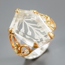 GEM 12 ct Natural Green Amethyst Ring 925 Sterling Silver Size 8.25 /R440860