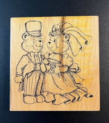 Art Impression Rubber Stamp Wedding Bears P-1386 / 1996