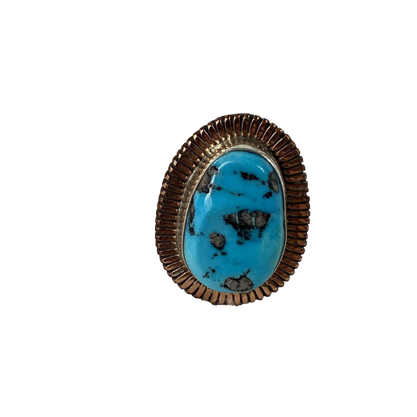 Copper Turquoise Statement Ring Oval Cabochon Sou… - image 1