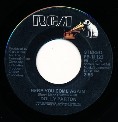 DOLLY PARTON - HERE YOU COME AGAIN / ME AND LITTLE ANDY - PB-11123  45 Record VG