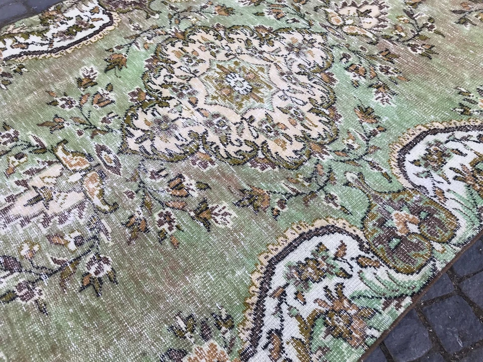 Bohemian Area Rug Handmade Wool Rug Turkish Vintage Traditional Rug 4,9 x 8,8 ft - Image 2 of 4