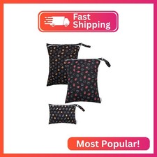 ALVABABY 3 Cloth Diaper Wet Dry Bags Waterproof Reusable with Two Zippered Pocke