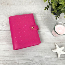 Personal Size Organiser Refillable Ring Binder - Cerise Pink & Rose Gold Accents