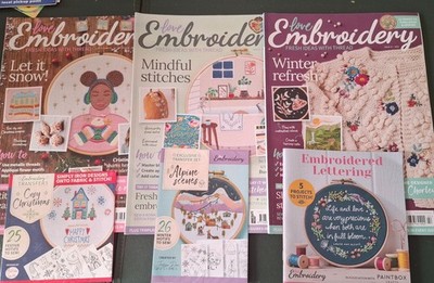 3 Love Embroidery Magazines Issues 21,22,23 with gifts