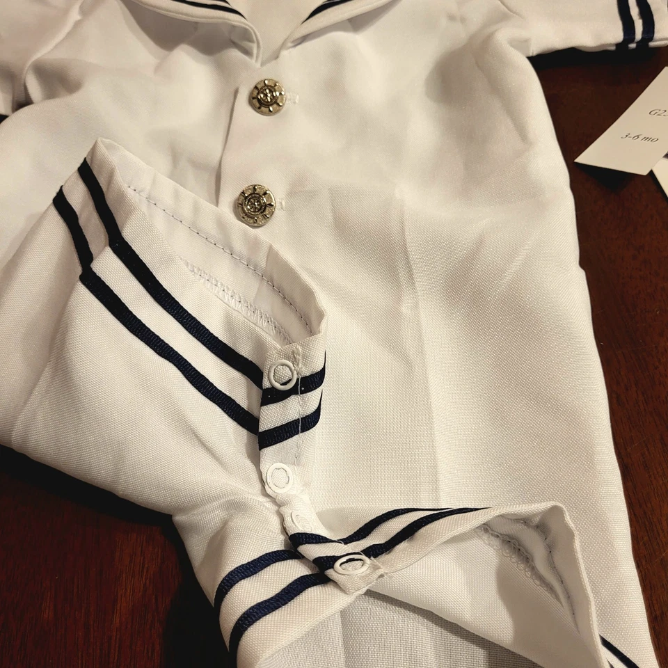 Lito Children's Wear Sailor Romper USA 3 to 6 Months Nautical Navy Baby 3-6 mos - Image 2 of 4