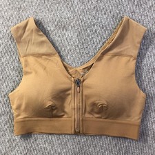 Tommie Copper Sports Bra Womens Small Brown Zipper Front Shoulder Support Gym