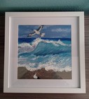 Ocean Scene Framed Art Painting Beach Seagulls Wall Art 